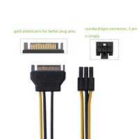 Para línea de fuente de alimentación de tarjeta de vídeo Cable de alimentación SATA con 15 pines 6 pines PCI EXPRESS PCI-E para Cable Adaptador convertidor de gráficos Sata