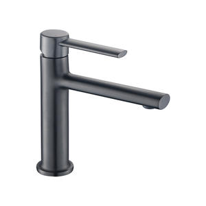 Robinet de lavabo tout en cuivre, monocommande, à poser sur le comptoir, avec cartouche céramique, gris anthracite - Product Image 2
