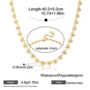 レディースジュエリー18Kゴールドステンレスデザインダイヤモンド象眼細工中空ハートペンダントネックレス - Product Image 6