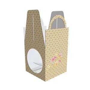 Boîtes en carton carrées en papier blanc jetable de 6x6x3 pouces, avec fenêtre transparente en PVC pour boulangerie Cupcake pâtisseries tarte/