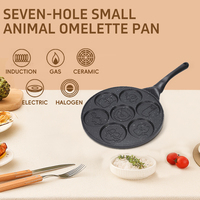Mini poêle à frire pour œufs à 7 trous |   Ustensiles de cuisine en aluminium antiadhésif en forme de sourire pour la cuisine à domicile
