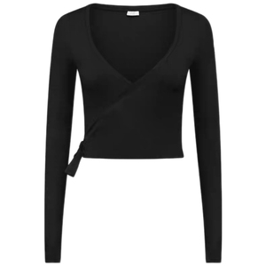 Haut court léger et réglable à col en V pour femmes, haut de <span class=keywords><strong>sport</strong></span> à manches longues avec cravate respirante, t-<span class=keywords><strong>shirt</strong></span> imprimé modal, grande taille - Product Image 6