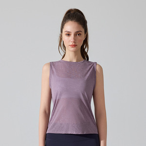 Damen Ärmelloses Top Locker Sitzend Rückenfrei Atmungsaktiv Schnelltrocknend Bluse für Damen Fitness Yoga-Bekleidung mit Eigenem Logo - Product Image 2