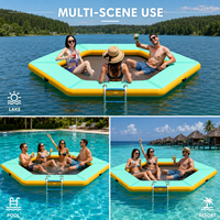 Plateforme flottante gonflable hexagonale personnalisée avec accessoires complets, quai flottant en maille à forte capacité de charge pour yacht et complexe hôtelier, vente en gros