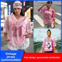 T-shirt de sport unisexe 2026 style américain vintage à rayures, coupe ample, col en V, avec design patchwork