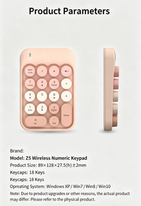 แป้นพิมพ์ตัวเลขไร้สาย Z5 Compact แบบเมมเบรนปิดผนึก ปุ่มกดเงียบ 18 ปุ่ม พร้อมปุ่ม <span class=keywords><strong>Num</strong></span> <span class=keywords><strong>Lock</strong></span> สำหรับงานด้านการเงินและการป้อนข้อมูล - Product Image 4
