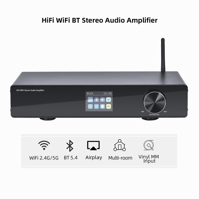 CL-300W Pro Hi-Fi Network Subwoofer Amplifier | Dual-Band 2.4/5GHz WiFi USB 5.0 Lossless Audio 2x275W for Home Theater