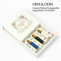 Boîte à parfum à tiroir avec motif floral en feuille d'or pour coffret de 3 flacons à bille – Emballage de luxe pour parfums – Vente en gros OEM