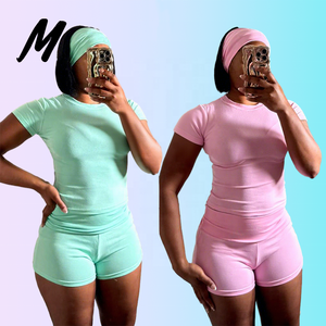 Abbigliamento Estivo <span class=keywords><strong>Donna</strong></span> 2025: Completo Loungewear in Cotone a Maniche Corte e Pantaloncini - Set 2 Pezzi Elegante, Tinta Unita, Sexy e Carino (Vendita all'Ingrosso) - Product Image 1