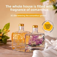 Diffuseur de parfum en verre 100 ml avec fleurs séchées naturelles, artisanal, aux huiles essentielles, sans BPA, sans alcool, pour la maison