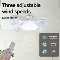 Plafonnier moderne créatif à moteur de plancher bas télécommande pliable à gradation progressive E27 ventilateur de plafond avec lumières LED décor à la maison