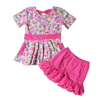 Ensemble Robe Fille en Soie Lactée Premium, Imprimé Adorable, Haute Qualité, Tenue Enfant Personnalisée 2 Pièces, Ensemble Vêtements Fille Adolescente Florale Été