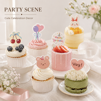 Individuelle Geburtstagstorten-Deko DIY Niedliche Party-Dekorationsstecker mit Happy Birthday & Cartoon-Figuren