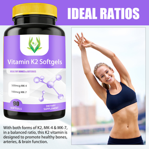 High Potency Vitamin K2 Softgels with MK-4 for Cognitive Support MK-7 Bone Health Softgels for Adults Healthcare <b>Supplement</b> - Product Image 6