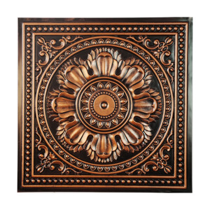 Paneles de Techo Cuadrados Impermeables con Diseño de Pintura Falsa, PVC, Estilo Artístico 3D, Cobre Tradicional, PAINTSDECOR <span class=keywords><strong>PL17</strong></span> para Cafetería o Club - Product Image 1