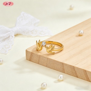 เครื่องประดับเฮงเตี้ยน แหวนโรแมนติกชุบทองคำ 18k ประดับเพชรซิคอนเกรด AAA รูปนกพิราบ ชุบทอง 18K สำหรับผู้หญิง ของขวัญสำหรับงานแต่งงานและงานปาร์ตี้ - Product Image 6