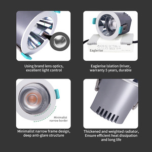 Vente en gros de downlights <span class=keywords><strong>LED</strong></span> encastrés au plafond ultra-minimaux, à bord étroit, hautement anti-éblouissants, IP20, 8w 15w 20w 30w. - Product Image 2