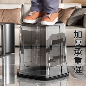 Transparent Trash Can - Large Capacity, Collapsible Lid, Paper Basket - Premium Plastic Storage <b>Bin</b> for Home, and Kitchen - Product Image 3