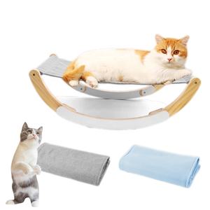 3-em-1 cama de árvore de gato de madeira com Swing & Hammock Indoor Cat <span class=keywords><strong>Scratcher</strong></span> Sofá com plataforma permanente Mobiliário de gato com economia de espaço - Product Image 2
