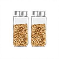 Ensemble de 2 bocaux de conservation en verre CELLO Qube (1000 ml chacun) - Étanches, anti-fuites, empilables, sans BPA |   Utilisation en cuisine pour les biscuits, les collations et plus encore