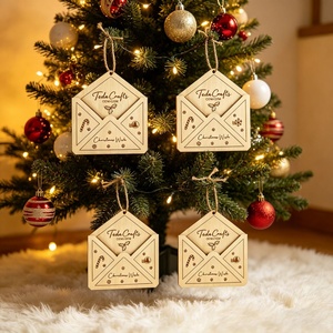 Decorazione Natalizia <span class=keywords><strong>in</strong></span> <span class=keywords><strong>Legno</strong></span> Tagliato al Laser, Lettera per Babbo Natale con Busta, Ornamento <span class=keywords><strong>da</strong></span> Appendere - Product Image 6