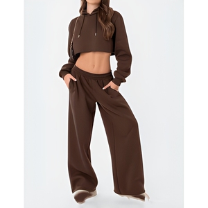 Custom Chocolate Brown <b>Women</b> Wide Leg <b>Lounge</b> Pants Elastic Waist Side Pockets Cozy Relaxed <b>Trouser</b> Wholesale Apparel US UK EU - Product Image 1