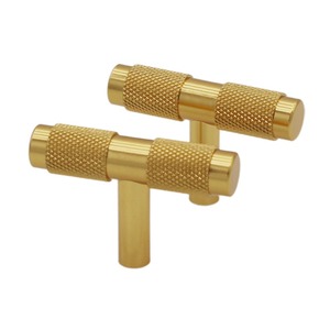 Hot Selling Wardrobe Knurled Brushed Brass Handle <strong>Pulls</strong> Kitchen <strong>Cabinet</strong> Black and Gold Handles - Product Image 6