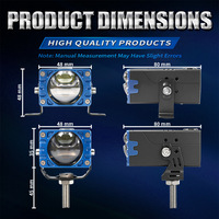 Projecteur carré bleu LED, projecteur à faisceau bas et haut, anti-éblouissement, universel pour camion tout-terrain, moto, calandre, pare-chocs