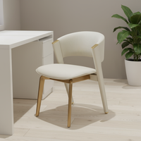 Chaise de salle à manger élégante et moderne en acier inoxydable couleur champagne et cuir microfibre pour appartement et villa