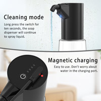Distributeur automatique de savon moussant sans contact 450 ml/15,2 oz, rechargeable par USB-C, avec capteur infrarouge, pour salle de bain