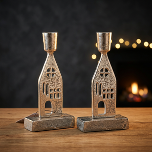 Sonnet Decor Aluminum <b>Candlestick</b> Holder House Shape Home Decoration Durable <b>Black</b> White Powder Coating Handmade Christmas Model - Product Image 3