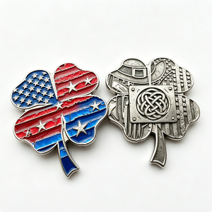 Custom Four-Leaf Clover Alloy Hard Enamel for Nickel Plated Patriotic Badge Butterfly Clutch for Graduation Anniversary - Product Image 1