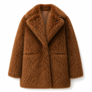 Abrigo largo de piel sintética de tejido fino para <span class=keywords><strong>mujer</strong></span>, cálido, elegante, vintage, ajustado, de invierno, grueso, con solapa y <span class=keywords><strong>cuello</strong></span> <span class=keywords><strong>Mao</strong></span>, de lujo ligero. - Product Image 5