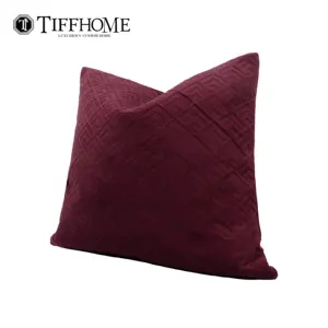 Tiff Home New Product Explosion 45*45cm Red Imported Decorative Velvet Eco-friendly Quilted Cushion Cover