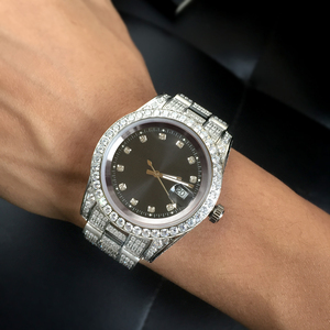 <span class=keywords><strong>Montre</strong></span> pour <span class=keywords><strong>homme</strong></span> plaquée <span class=keywords><strong>or</strong></span> 18 carats, hip hop, bling bling, diamants CZ, glacée - Product Image 4
