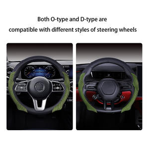 غطاء مقود سيارة من الجلد الأسود بتصميم رياضي، غطاء واقٍ للمقود بمقبض غير قابل للانزلاق، إكسسوار لتزيين السيارة - Product Image 6