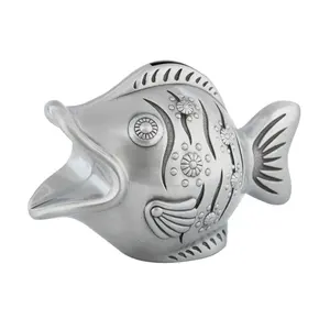 2024 tiene un excedente cada año artesanías de Metal decoración del hogar proceso de aleación de Zinc banco de peces dorados creativo alcancía de peces de Boca Grande