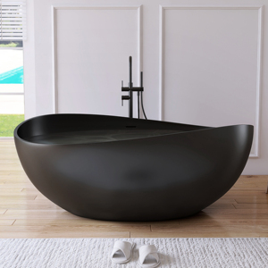 Bañera Maydon de 1600 mm para el Hogar, Bañera Moderna Independiente para Adultos, Bañeras de Resina de Piedra Negra Mate, Proveedor - Product Image 1