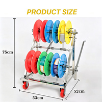 Chariot mobile JH-Mech personnalisé à plusieurs niveaux et multi-bobines avec tiges de positionnement à ressort réglables et roulettes pour rangement de bobines de fil