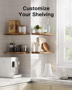 رف خشبي عائم حديث مستقيم متعدد الأغراض حجم مخصص رف تخزين البضائع من الخشب الصلب - Product Image 5