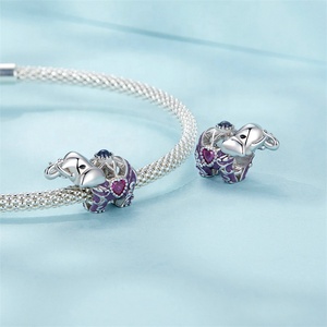 Youchuang Bán Buôn Đồ Trang Sức Làm Phụ Kiện 3D Quyến Rũ Hạt Bạc 925 Khắc Tùy Chỉnh Vòng Đeo Tay Dễ Thương Voi Men Quyến Rũ - Product Image 5