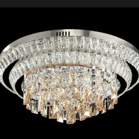 Lampe de plafond LED moderne en cristal avec base en acier inoxydable, design rond de luxe pour la décoration intérieure, chambre à coucher, salon, salle à manger, hôtel