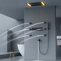 Ensemble de douche LED de luxe américain pour salle de bain, système de douche thermostatique encastré au plafond avec 7 lumières colorées