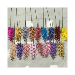 Venta al por mayor orquídeas Phalaenopsis artificiales blancas <span class=keywords><strong>y</strong></span> azules de un solo tallo para la decoración de vuelta a la escuela - Product Image 5