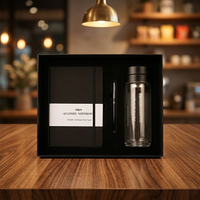 Offre Spéciale : Coffret Cadeau Carnet A5 Effet Cuir avec Bouteille en Verre à Double Paroi et Stylo – Idéal pour les Entreprises, les Clients B2B et les Utilisations au Bureau