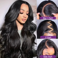 Pelucas de Cabello Humano con Frente de Encaje de Ondas Corporales de 40 Pulgadas y 200 de Densidad, Pre-Arrancadas, con Frente de Encaje Transparente HD 13x4, Pelucas de Cabello Humano sin Pegamento
