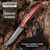 Couteau de poche pliant artisanal en acier Damas 67 couches, manche en bois de rose, roulement à billes, EDC, pour camping, chasse et survie en extérieur