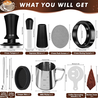 Set Peralatan Kopi Sepuluh Buah, Set Kombinasi, Cetakan Bunga, Alat Penekan Bubuk Kopi dengan Gaya Konstan, Stencil Latte Art, Set Peralatan Kopi