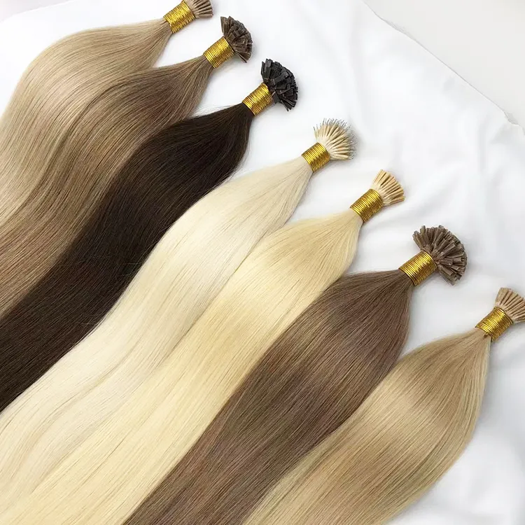 100% Remy Full Russian Cuticle Human Hair Extensions I V U FLAT Tip Pre Bond flat Tip in Hair Extensions