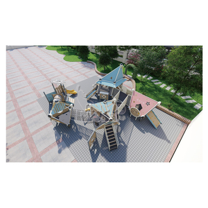 Attrezzature per Parchi Giochi all'Aperto Personalizzate, Struttura Multifunzionale per Bambini con Scivoli e Rete per Arrampicata, per Parchi e Scuole - Product Image 3